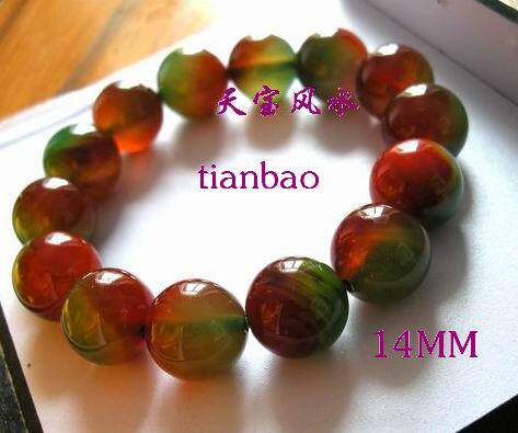 68分透AAA印度羊脂地血玉髓男士手链14MM  包邮