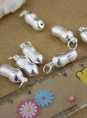 饰品批发S925纯银花生长生果吊坠  DIY手工红绳手链 银饰项链配件