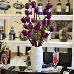 郁金香仿真花假花布料花绢花塑料花客厅落地装 饰花卉摆设花艺 套装