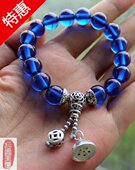 中东彩色蜜蜡夜光紫面清水蓝精灵银吊坠手串手链女蓝莲花特价 无