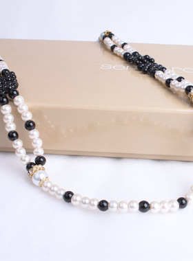 原创水晶珍珠配饰衬衣百搭长项链