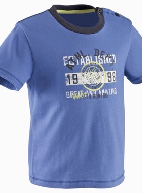 迪卡侬正品DOMYOS婴儿幼儿宝宝健身运动装纯棉短袖T恤39￥蓝色