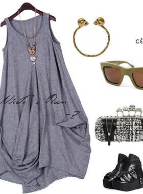 原单 灰色 无袖 背心长裙