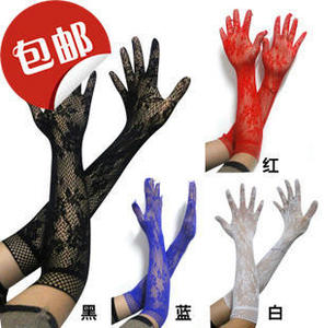 夏薄款网眼手套女士性感渔网蕾丝手套表演出礼仪新娘遮疤痕长手套