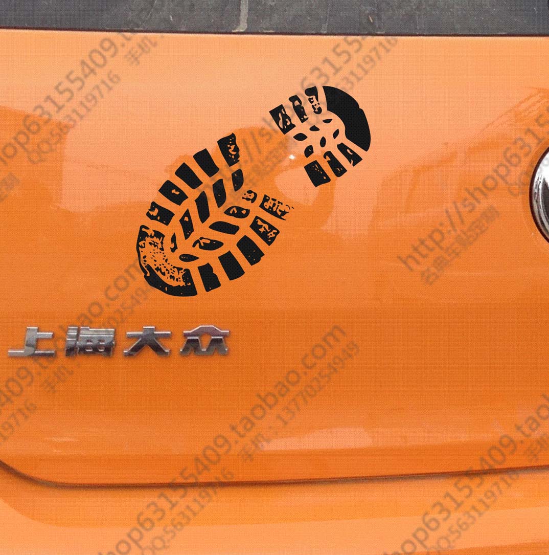 大众尚酷CC宝来POLO 高尔夫 GOL 朗逸前门车贴 鞋印印章 汽车贴纸