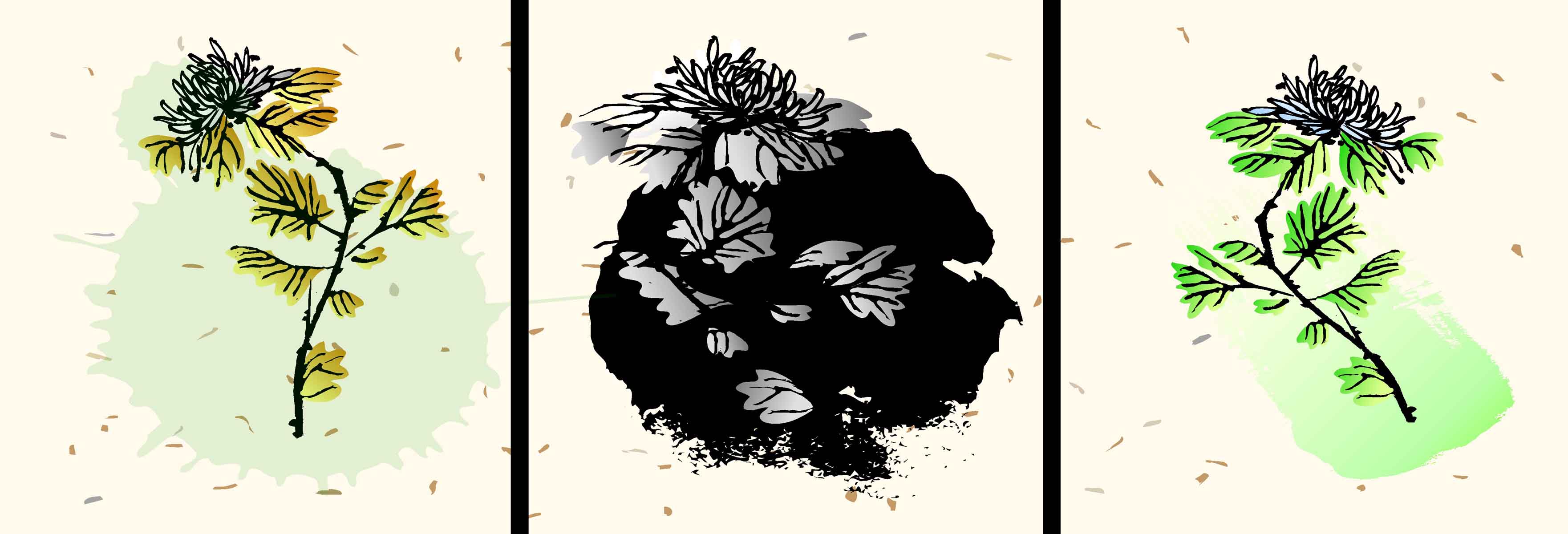179素材贴挂画装饰画墙画挂画壁画830墨菊贴挂画 cdr海报印制