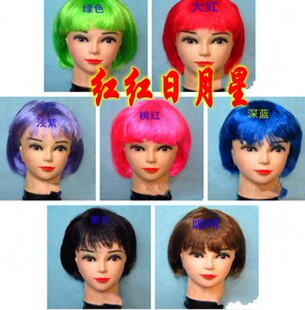 女孩发饰假发舞会波波头假发妹妹头发学生妹假发套女生桔色短发