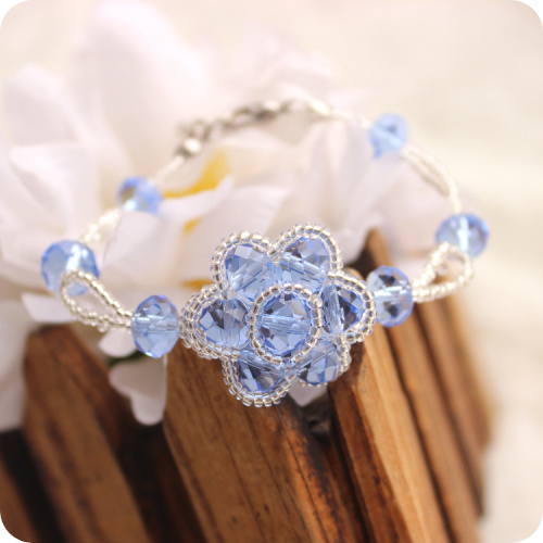 韩版大花朵水晶手链 diy串珠手链 地摊货源  厂家直销 玫瑰花手链