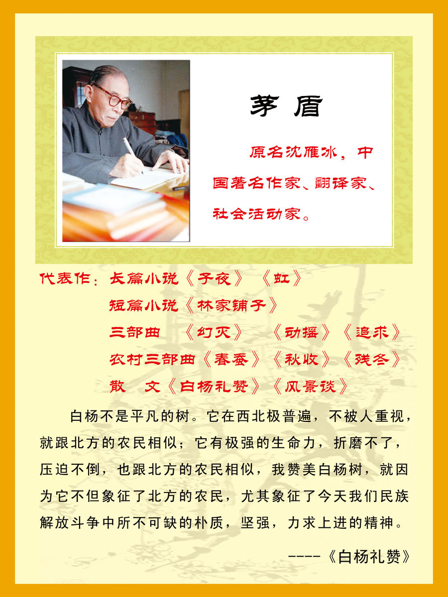 572海报印制海报展板素材446茅盾简介绍名人名言格言(1)