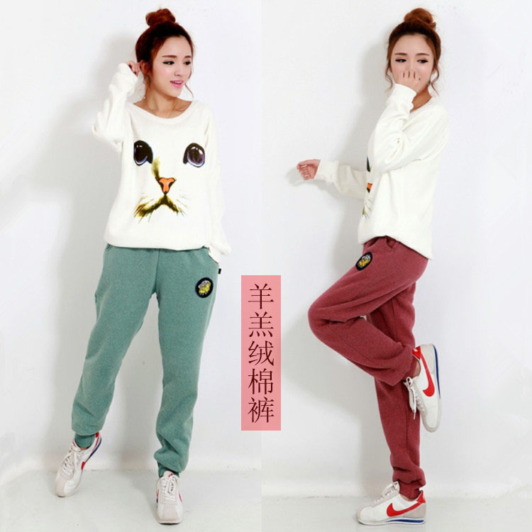 休闲加绒加厚冬季棉裤卫裤羊羔绒