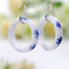 Young singers '' national style blue and white ceramic ceramic earrings earring lovers gift G08