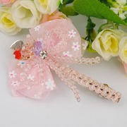 Handmade Crystal bead DIY kit Korea imported Barrette hair clip-pink bowknot hair