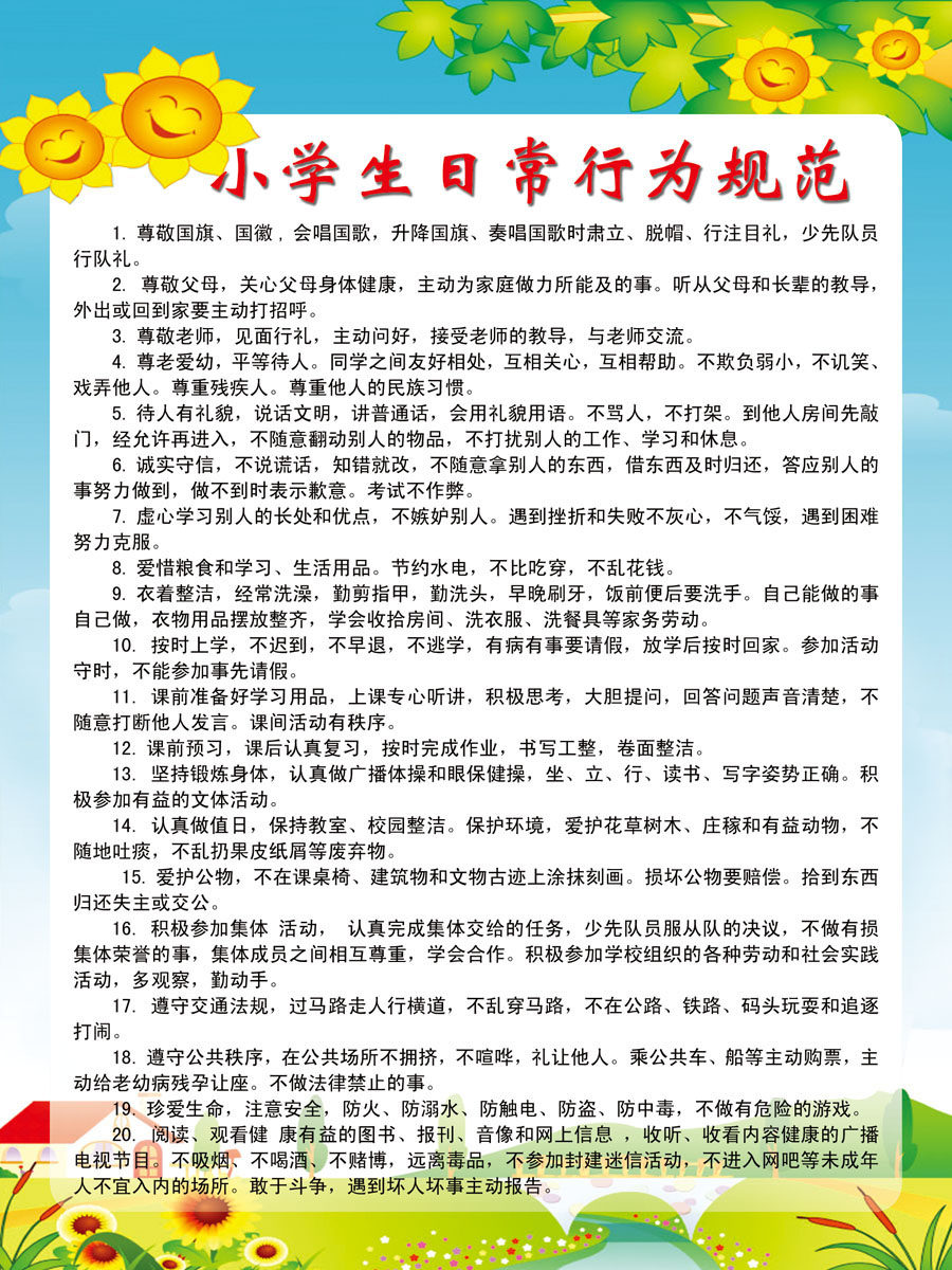 562海报印制海报展板素材500小学生日常行为规范