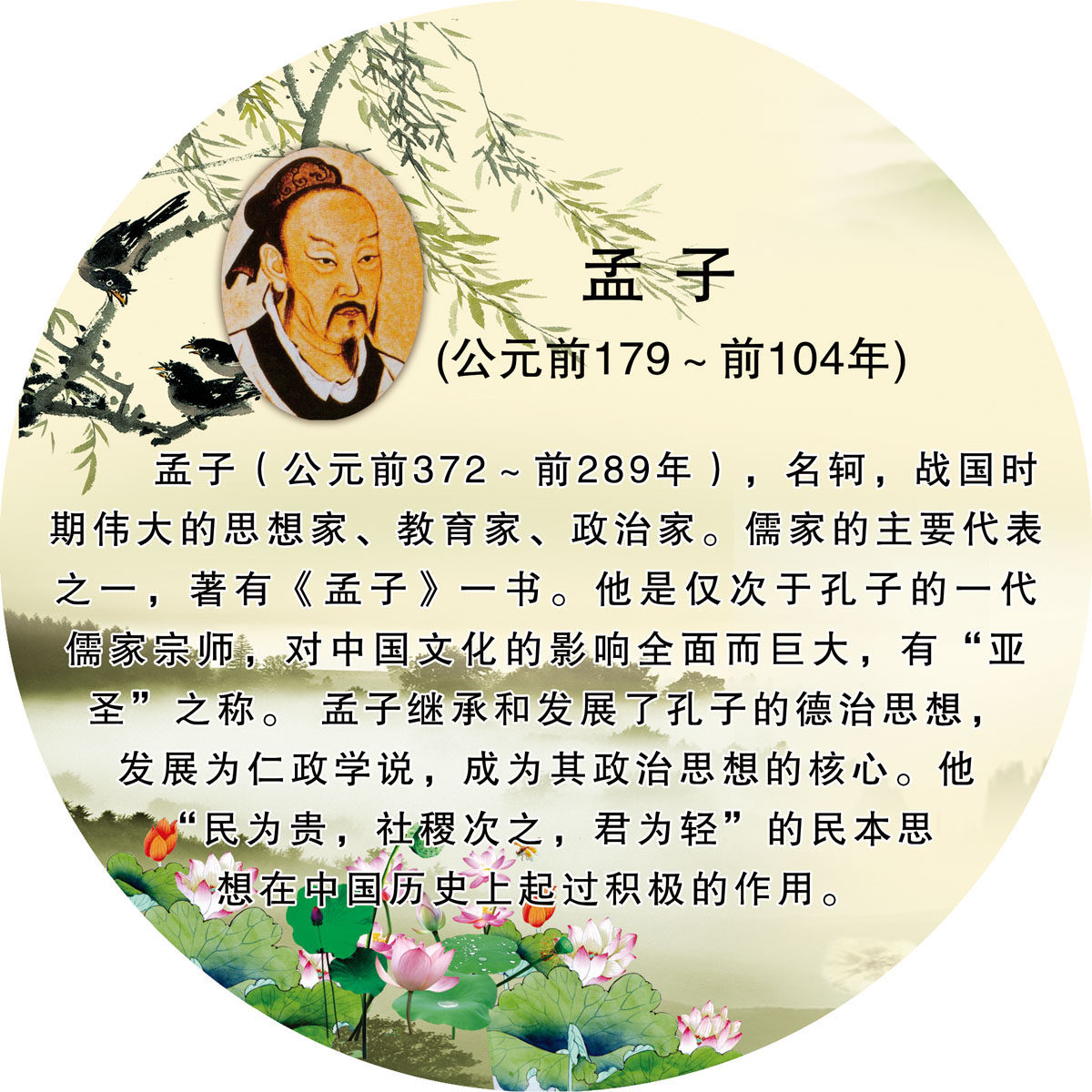 706海报印制展板写真喷绘贴纸素材723学校文化名人孟子简介挂图