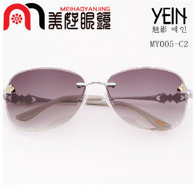 正品 韩国YEIN魅影无框钻石切边镶钻太阳镜防紫外线墨镜女MY005C2