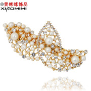 Smiling Korean bow rhinestone Pearl hairpin clip headgear top new Korea horizontal clamp clip hair accessories