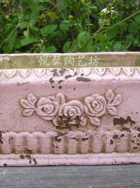 美式乡村花器 欧式风格 粉红色系列做旧 复古 rustic 陶艺花盆