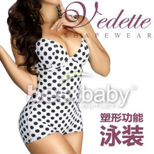 塑身游泳衣塑形性感泳装平腿款束腰束腹文胸女美国进口VT夏