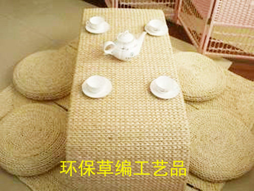 蒲草编榻榻米韩式塌塌米组合套装草编茶几坐垫飘窗茶几蒲草5件套