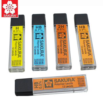 正品SAKURA 樱花铅芯 0.3 0.5 0.7 0.9mm活动铅芯 防断自动铅笔芯
