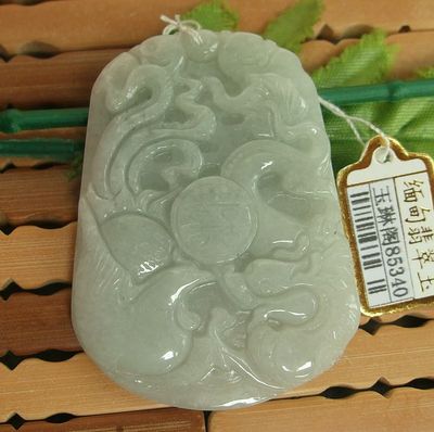 天然a货缅甸龙凤呈祥翡翠玉