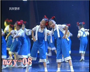 新款工人演出服装少儿舞蹈小荷风采劳动最光荣幼儿园表演服背带裤