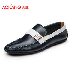 Aucom men's comfort leather shoes men's leather fashion trend of the Korean version of lazy shoes cover shoes