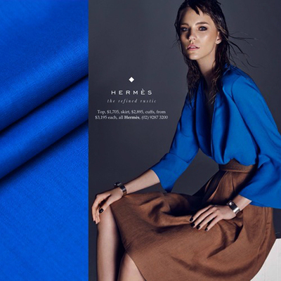 意大利竹节亚麻宝蓝色布料面料