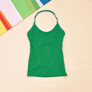 运动半身挂脖吊带抹胸百内搭小背心 打底衫 夏季 新女纯色纯棉中长款