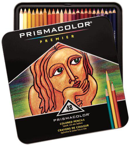 现货美国prismacolor三福霹雳马油性粗芯软芯彩色铅笔 铁盒
