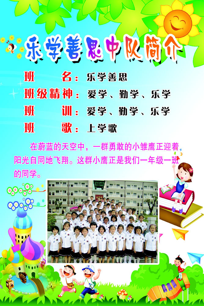 海报印制431办公装饰展板素材243班级中队简介(2)海报定制