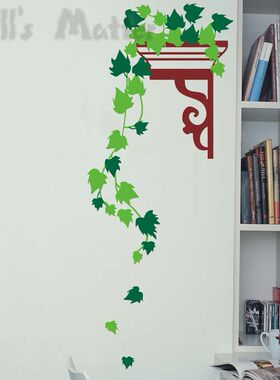 抽象花盆门框书房客厅墙贴纸