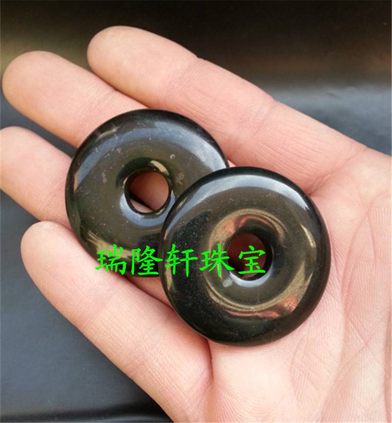 天然玉石新疆墨玉平安扣玉挂件