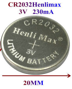 3V纽扣电池CR2032 Henlimax 230mA 最长可用1200小时
