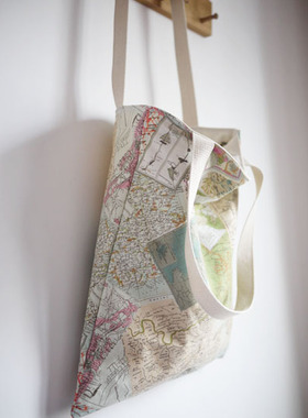 lo原创女包 2014新款包包 绿色地图环保袋购物袋帆布包单肩包