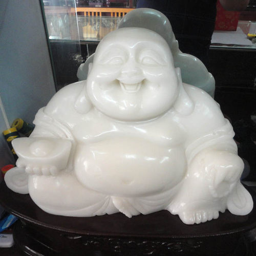 玉如意 南阳独山玉摆件立体精雕南阳汉白玉摆件招财弥勒佛1