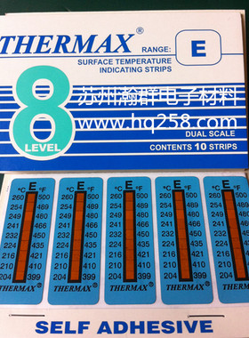 英国进口THERMAX温度热敏试纸TMC测温纸高温板温条8E204℃- 260℃