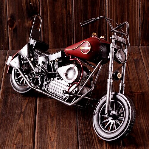 美式复古铁艺做旧仿真哈雷摩托车模型铁皮玩具工艺品橱窗装饰摆件