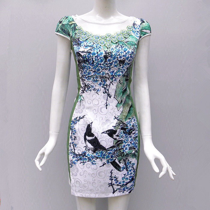 (清货m)壹美佳人旗袍女装夏季短袖民族风圆领连衣裙断码尾货