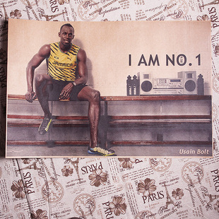 博尔特海报体育明星bolt田径短跑宿舍贴纸挂画牙买加明星Jamaica