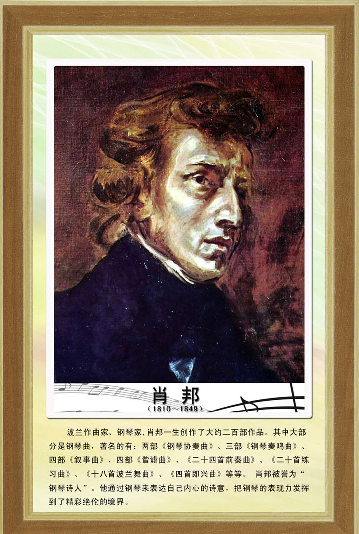 海报印制210展板素材制作6430音乐家介绍画像肖邦简介绍贴纸图片