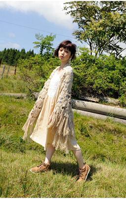 森林系镂空流苏三角披肩纯棉钩花