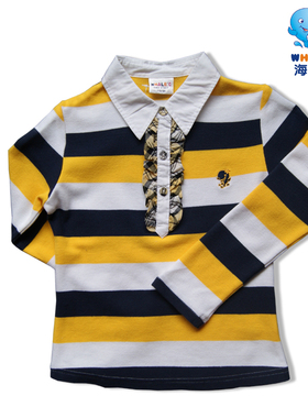 海威迩童装清仓特卖秋冬中大童全棉翻领半开筒长袖T恤111530