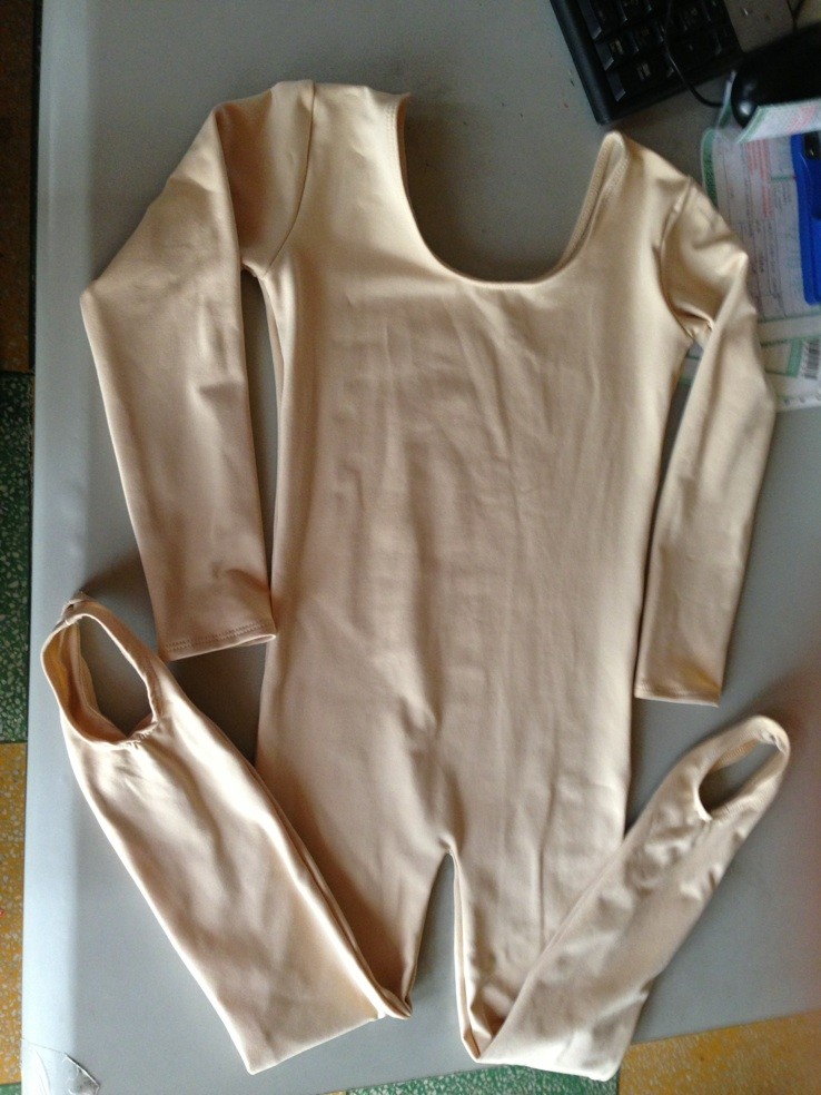 肉色连体衣舞蹈加绒演出服打底衫