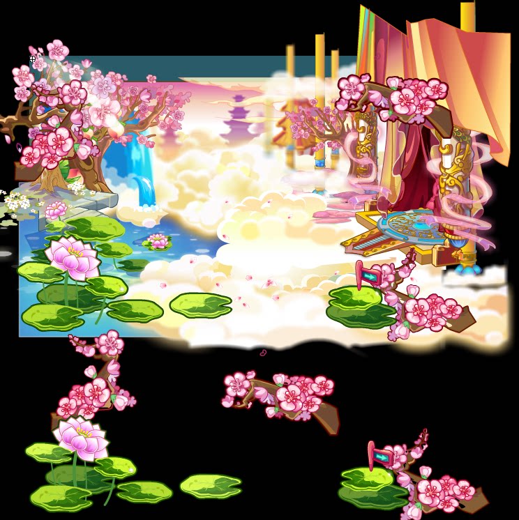 flash 矢量游戏 桃花仙境 荷花神仙桃园 天宫云海素材源文件