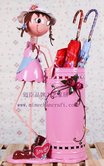 铁皮娃娃雨伞桶/插花桶/垃圾桶 田园风格摆件家居装饰品