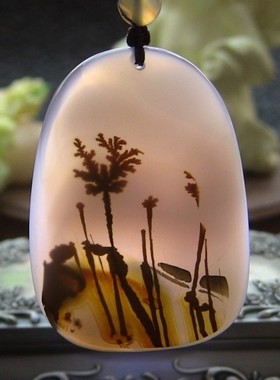 巴西玛瑙原色无优化油画风吊坠