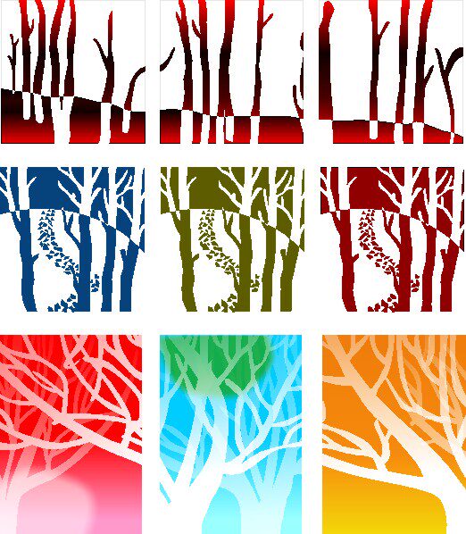 179素材贴挂画装饰画墙画挂画壁画940精美树木 cdr海报印制