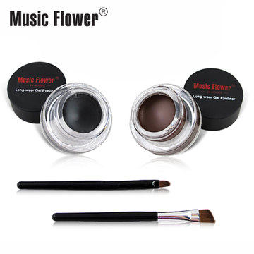 沁彩music flower双色眼线膏眼线胶黑色+棕色(咖啡色）音乐花包邮