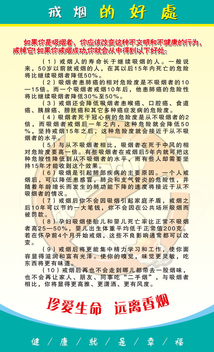 611海报印制海报展板素材572戒烟的好处